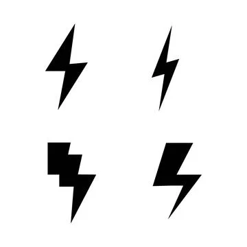 Set Lightning bolt. Thunderbolt, lightning strike. Modern flat style vector Stock Illustration