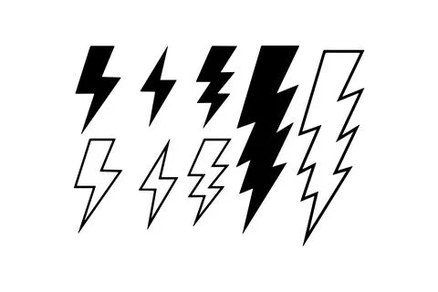Set of Lightning Bolt. Vector icon. Stock Illustration