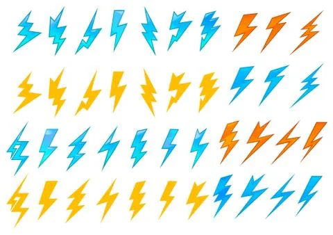 Set of lightning bolts or electrical icons 스톡 일러스트