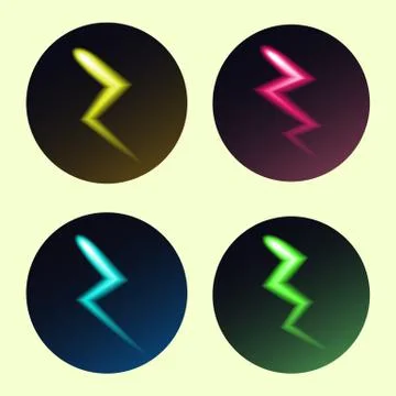 Set of lightning icons in different colors Stock Illustration
