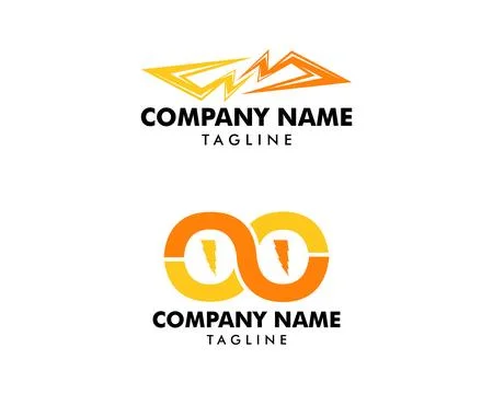 Set of Lightning Infinity Logo Template Design Stock Illustration