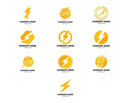 Set of Lightning Logo Template vector icon illustration design Stock Illustration