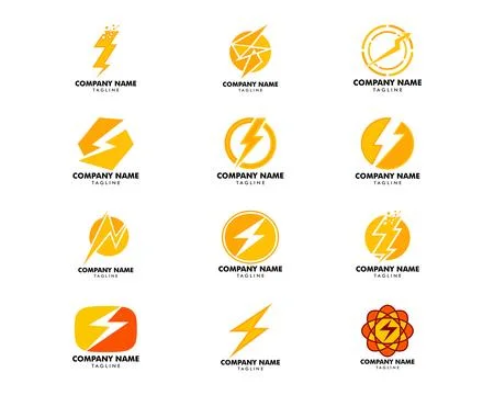 Set of Lightning Logo Template vector icon illustration design Stock Illustration