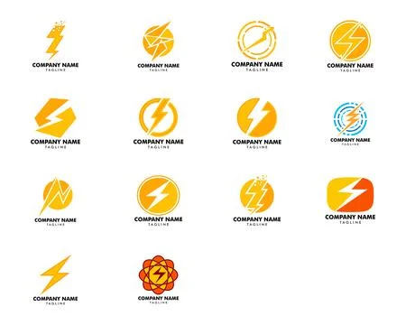 Set of Lightning Logo Template Vector Icon Illustration Design Stock Illustration