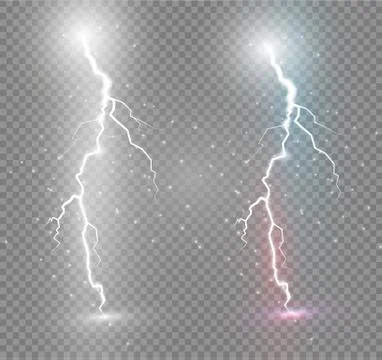 A set of lightning Magic and bright light effects. Vector illustration Stock Illustration