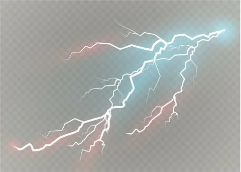 A set of lightning Magic and bright light effects. Vector illustration Stock Illustration