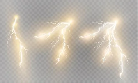 A set of lightning Magic and bright light effects. Vector illustration Stock Illustration