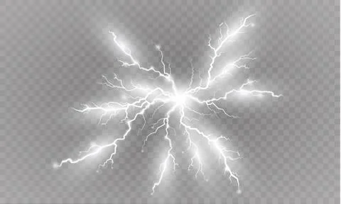 A set of lightning Magic and bright light effects. Vector illustration Stock Illustration