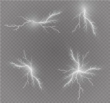 A set of lightning Magic and bright light effects. Vector illustration Illustrazione stock