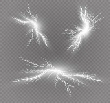 A set of lightning Magic and bright light effects. Vector illustration Stock Illustration