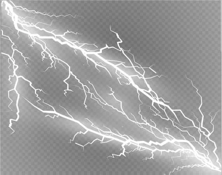 A set of lightning Magic and bright light effects. Vector illustration Stock Illustration