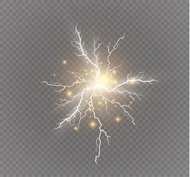 A set of lightning Magic and bright light effects. Vector illustration Stock Illustration