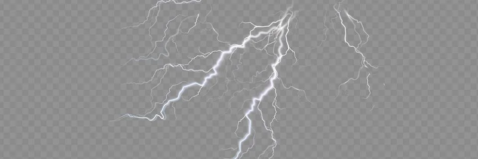 A set of lightning Magic and bright light effects. Vector illustration Stock Illustration