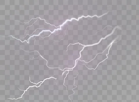 A set of lightning Magic and bright light effects. Vector illustration Stock Illustration