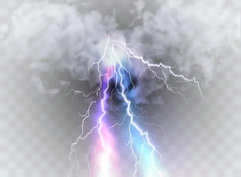 A set of lightning Magic and bright light effects. Vector illustration Stock Illustration