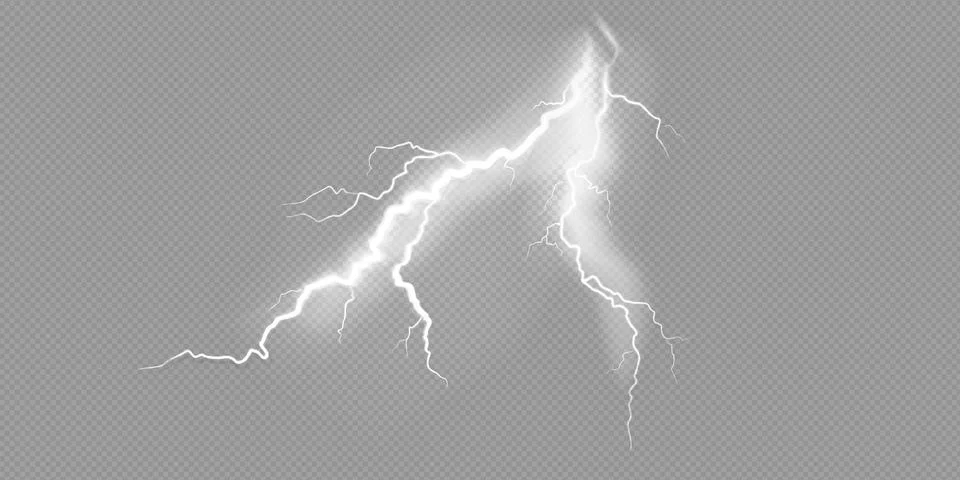 A set of lightning Magic and bright light effects. Vector illustration Stock Illustration