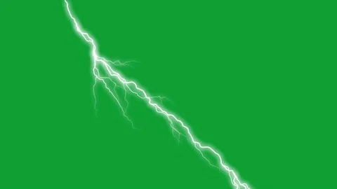 Set of lightning strikes on the green screen Stock Footage
