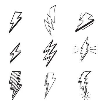 Set of  lightning vector illustration hand drawn Stock Illustration