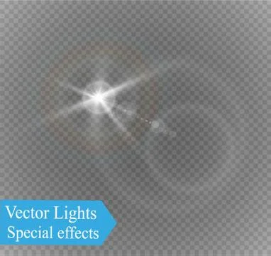 Set of lightnings. Magic and bright lighting effects. Vector Illustration. Stock Illustration
