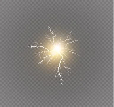 Set of lightnings. Magic and bright lighting effects. Stock Illustration