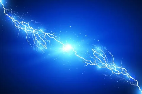 Set of lightnings. Magic and bright lighting effects. Illustrazione stock
