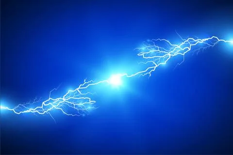 Set of lightnings. Magic and bright lighting effects. Stock Illustration