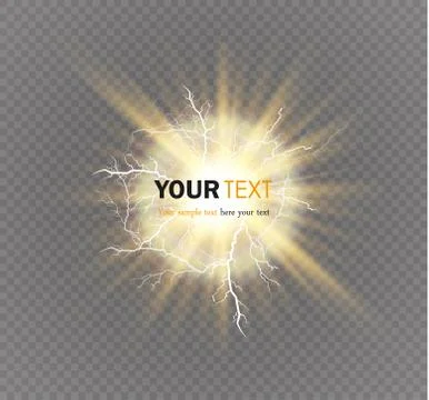 Set of lightnings. Magic and bright lighting effects. Stock Illustration