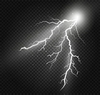 Set of lightnings. Magic and bright lighting effects. Stock Illustration