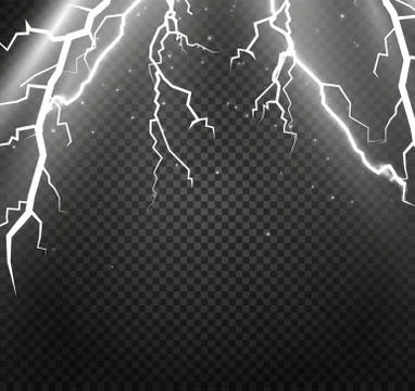 Set of lightnings. Magic and bright lighting effects. Stock Illustration