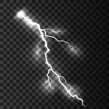 Set of lightnings. Magic and bright lighting effects. Stock Illustration