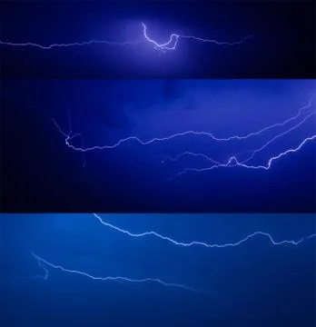 Set of lightnings Stock Photos