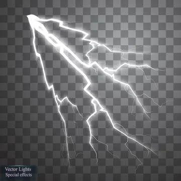Set of lightnings. Thunder-storm and lightnings. Magic and bright lighting Stock Illustration