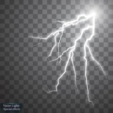 Set of lightnings. Thunder-storm and lightnings. Magic and bright lighting Stock Illustration
