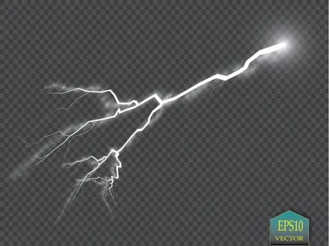 Set of lightnings. Thunder-storm and lightnings. Magic and bright lighting Illustrazione stock