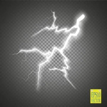 Set of lightnings. Thunder-storm and lightnings. Magic and bright lighting Stock Illustration