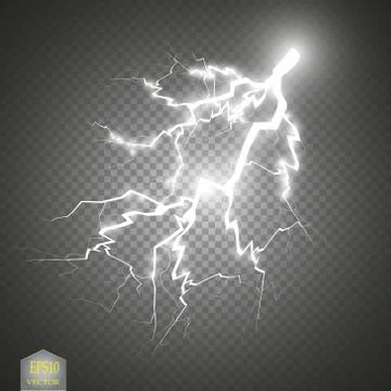 Set of lightnings. Thunder-storm and lightnings. Magic and bright lighting Stock Illustration