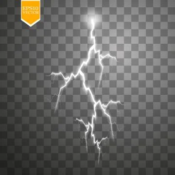 Set of lightnings. Thunder-storm and lightnings. Magic and bright lighting Illustrazione stock