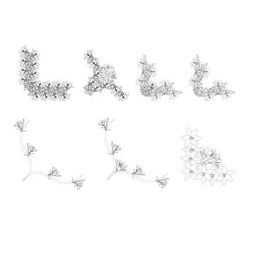 Set of lily corners in doodle style. Elements for your design. Vector illus.. Stock Illustration