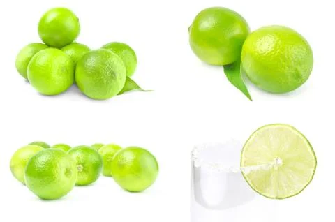 Set of limes isolated on a white background with clipping path Foto stock