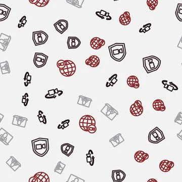 Set line 360 degree view, Video chat conference, and on seamless pattern. Vector Illustrazione stock