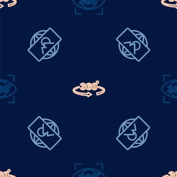 Set line 360 degree view, Wide angle picture and on seamless pattern. Vector Stockillustratie