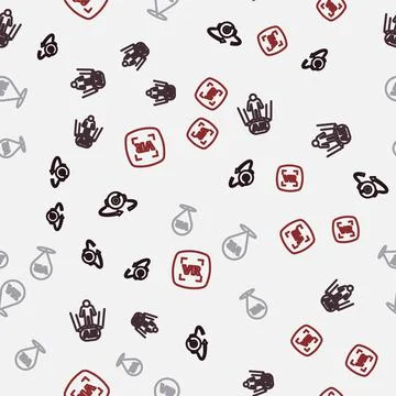 Set line 360 degree view, Augmented reality AR, Virtual and on seamless pattern イラスト素材