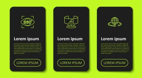 Set line 360 degree view, and 3d modeling. Business infographic template. Vector Illustrazione stock