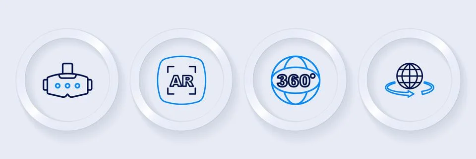 Set line 3d modeling, 360 degree view, Augmented reality AR and Virtual gla.. Stock Illustration