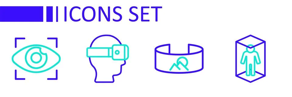 Set line 3d modeling, 360 degree view, Virtual reality glasses and Big brot.. Stock Illustration