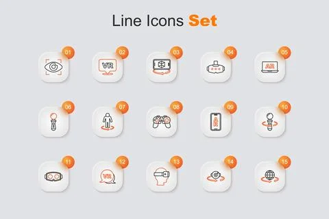 Set line 3d modeling, 360 degree view, Virtual reality glasses, VR controll.. イラスト素材