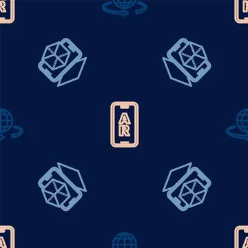 Set line 3d modeling,  and Augmented reality AR on seamless pattern. Vector イラスト素材