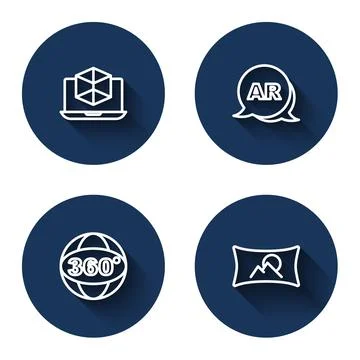 Set line 3d modeling, Augmented reality AR, 360 degree view and Wide angle Illustrazione stock