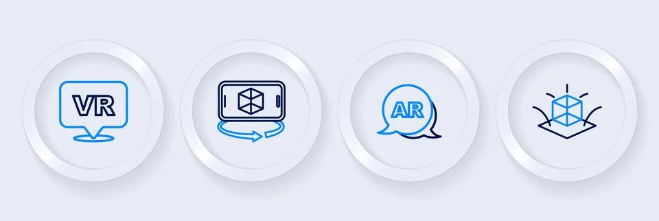 Set line 3d modeling, Augmented reality AR,  and Virtual icon. Vector Stockillustratie
