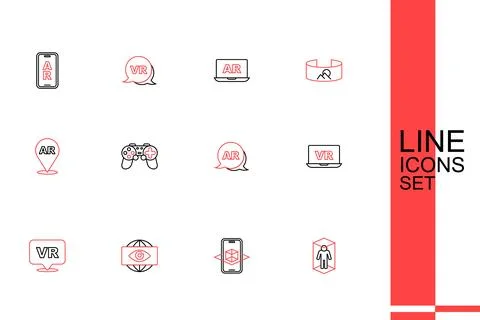 Set line 3d modeling, Big brother electronic eye, Virtual reality, Augmente.. Stock Illustration